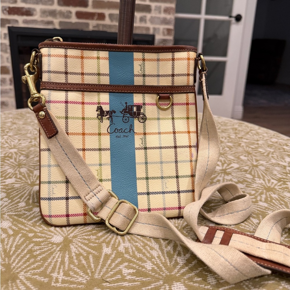 2008  Coach Heritage Tattersall multicolor plaid crossbody bag